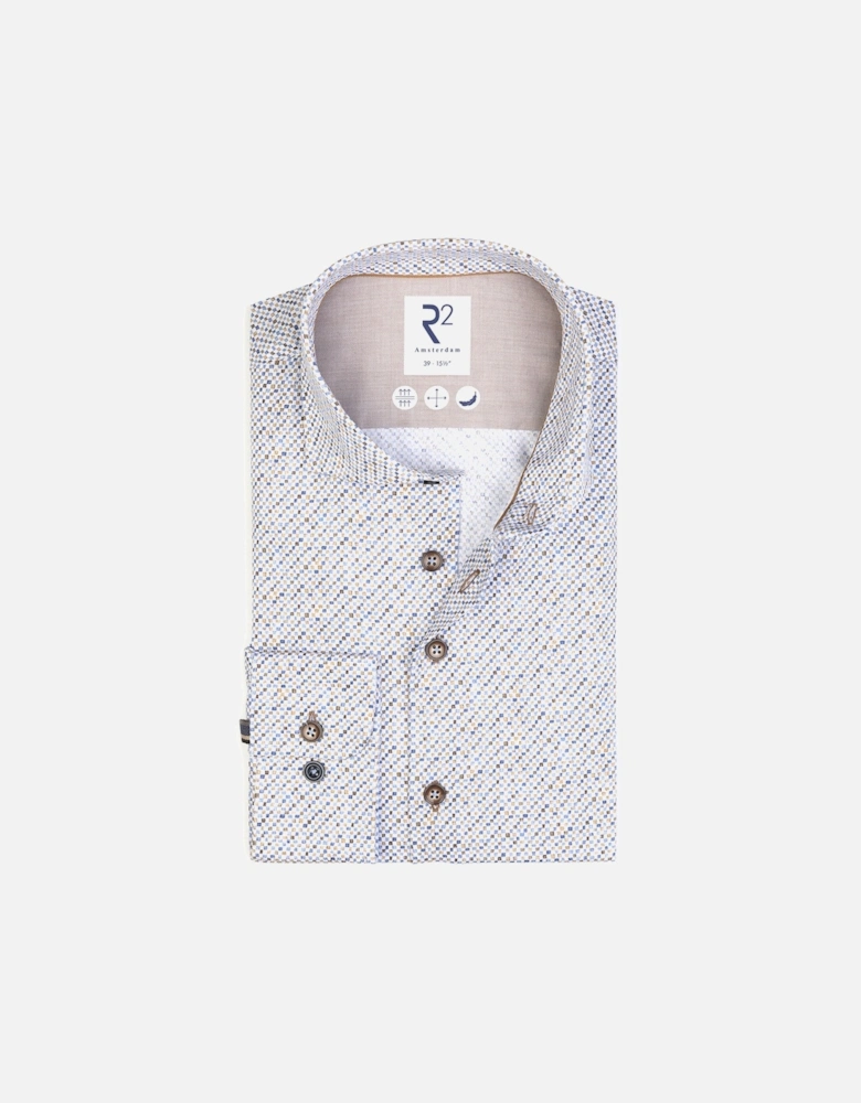 Long Sleeved Cut Away Collar Pattered Shirt