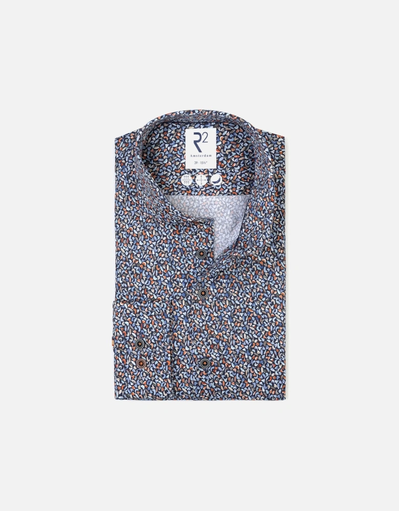 Long Sleeved Cut Away Collar Pattered Shirt Multip-Coloured