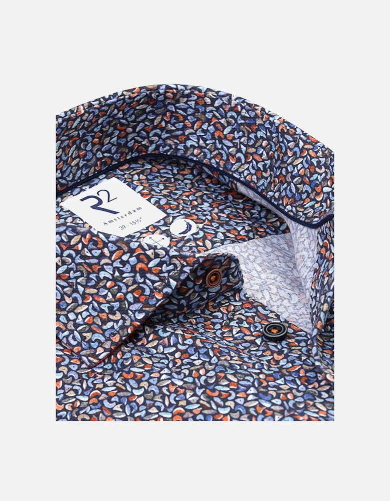 Long Sleeved Cut Away Collar Pattered Shirt Multip-Coloured
