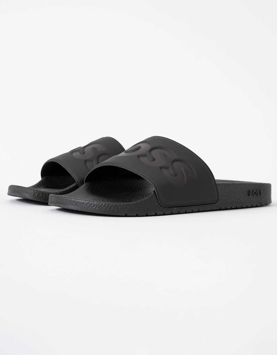 BOSS Orange Aryeh Mens Italian-Made Slides With Large Logo Detail - Black 001, 2 of 1