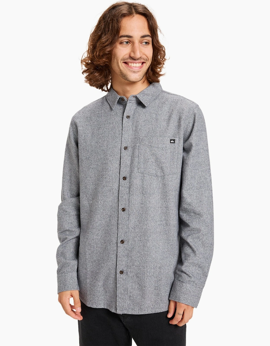 Quiksilver Men's Quiksilver Mens Motherfly Heather Button Up Long Sleeve Shirt - Blue/Grey