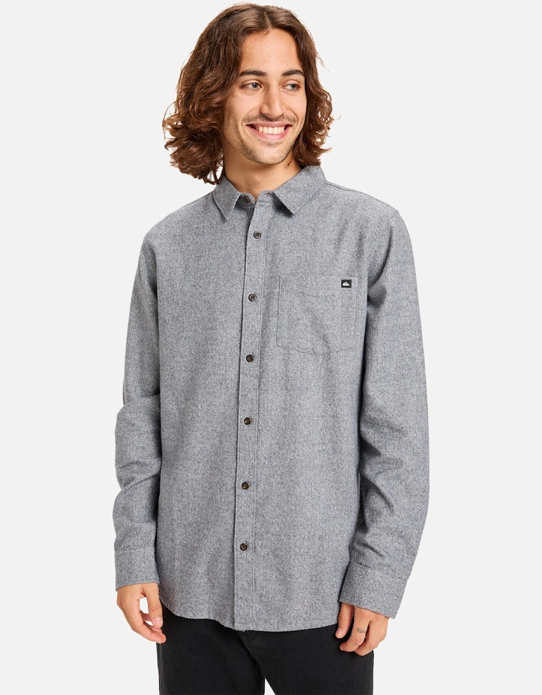 Mens Motherfly Heather Button Up Long Sleeve Shirt, 2 of 1