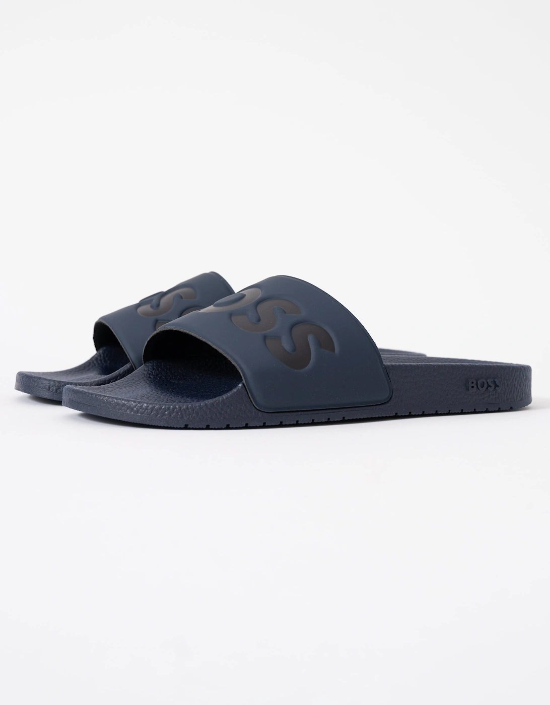 BOSS Orange Aryeh Mens Italian-Made Slides With Large Logo Detail - Navy 410, 2 of 1