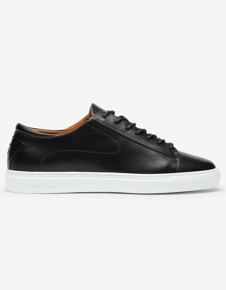 Sirolo Mens Calf Leather Lightweight Trainers - Black/White