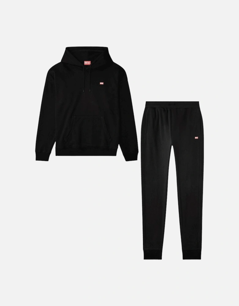 S-Rob Overhead Rubber Logo Hooded Black Tracksuit