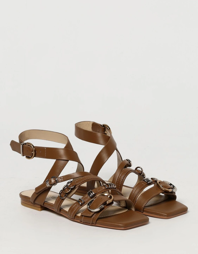 Leather Buckle Flat Sandals