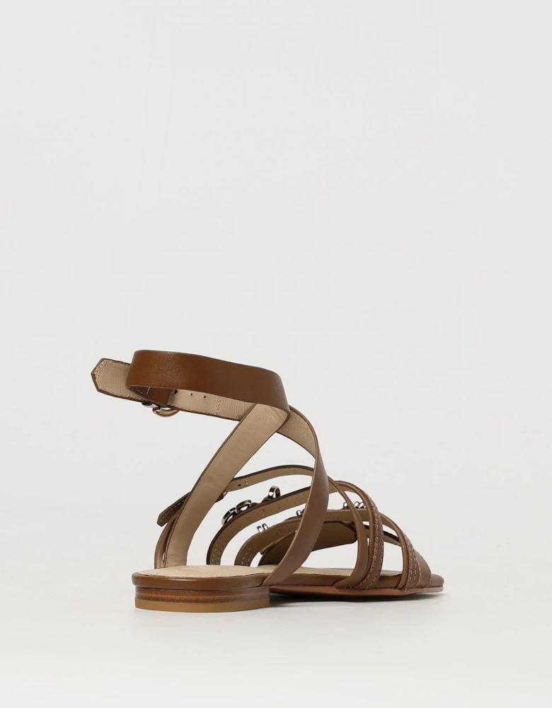 Leather Buckle Flat Sandals