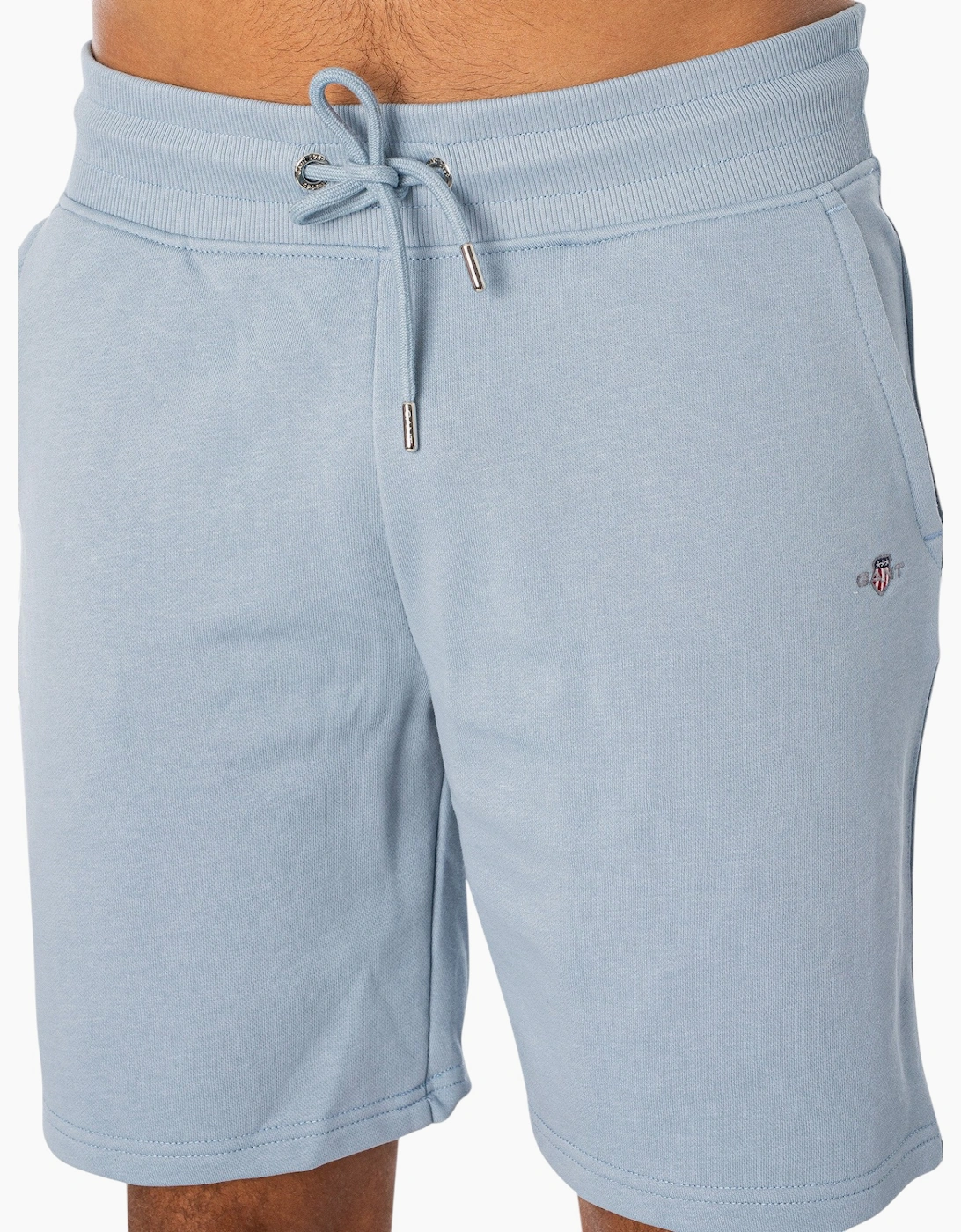 Gant Men's Blue Sweat Shorts Shield Regular Fit Cotton Summer Gym Fleece Half Pants - Size: 2XL