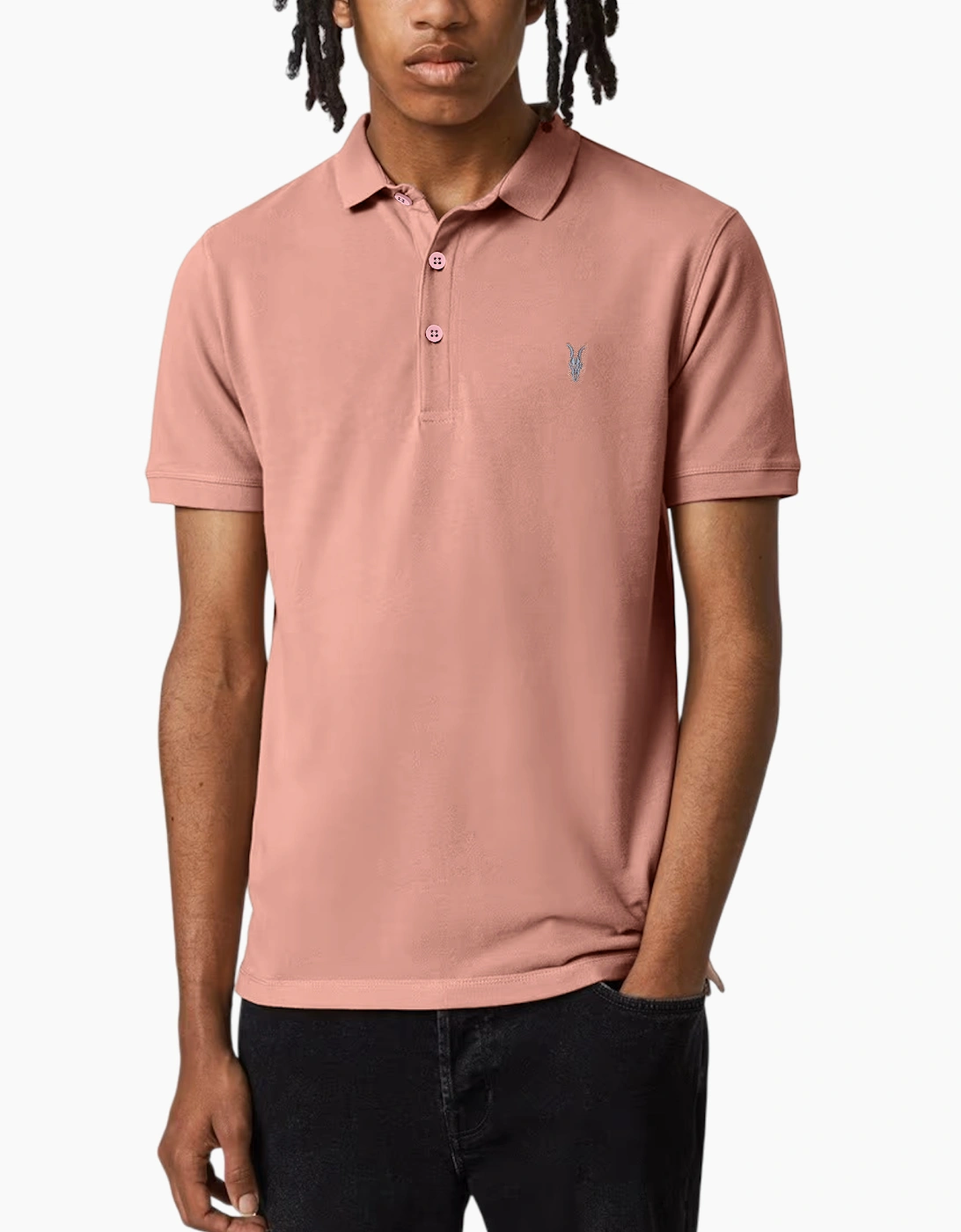 Allsaints Men's Pink All Saints Reform Polo Shirt Summer Cotton Top - Size: 38