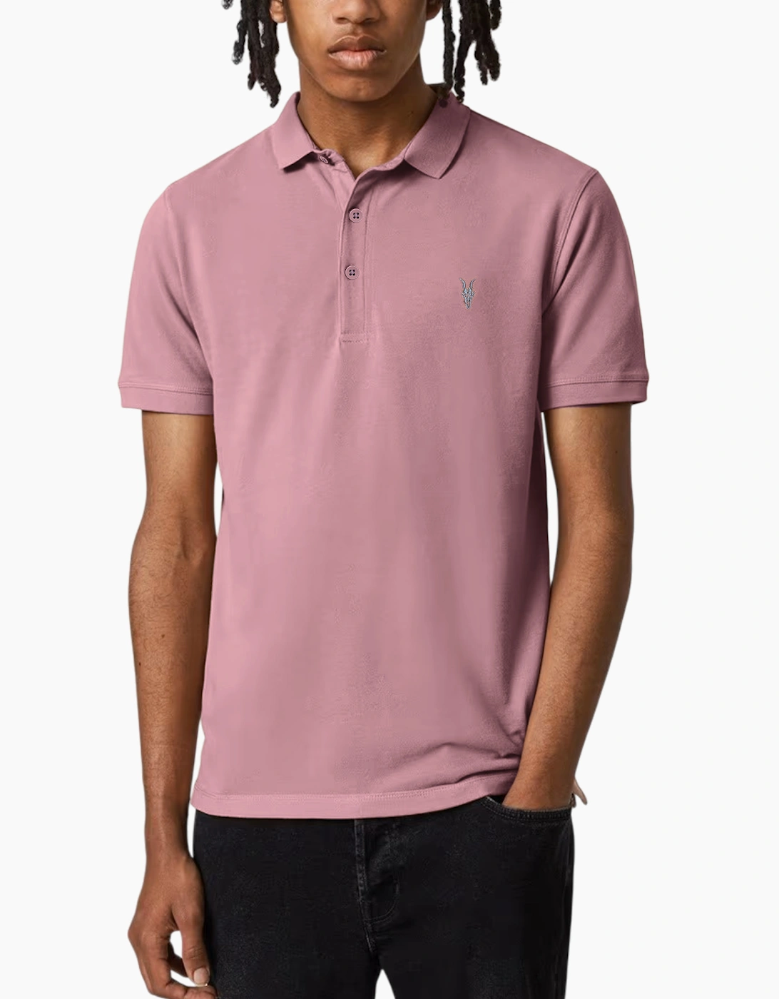 Allsaints Men's Pink All Saints Reform Polo Shirt Summer Cotton Top - Size: 46