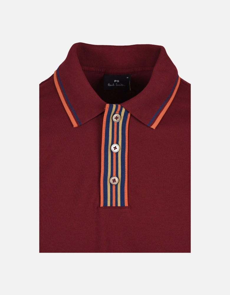 Reg Fit Stripe Placket Polo Burgundy