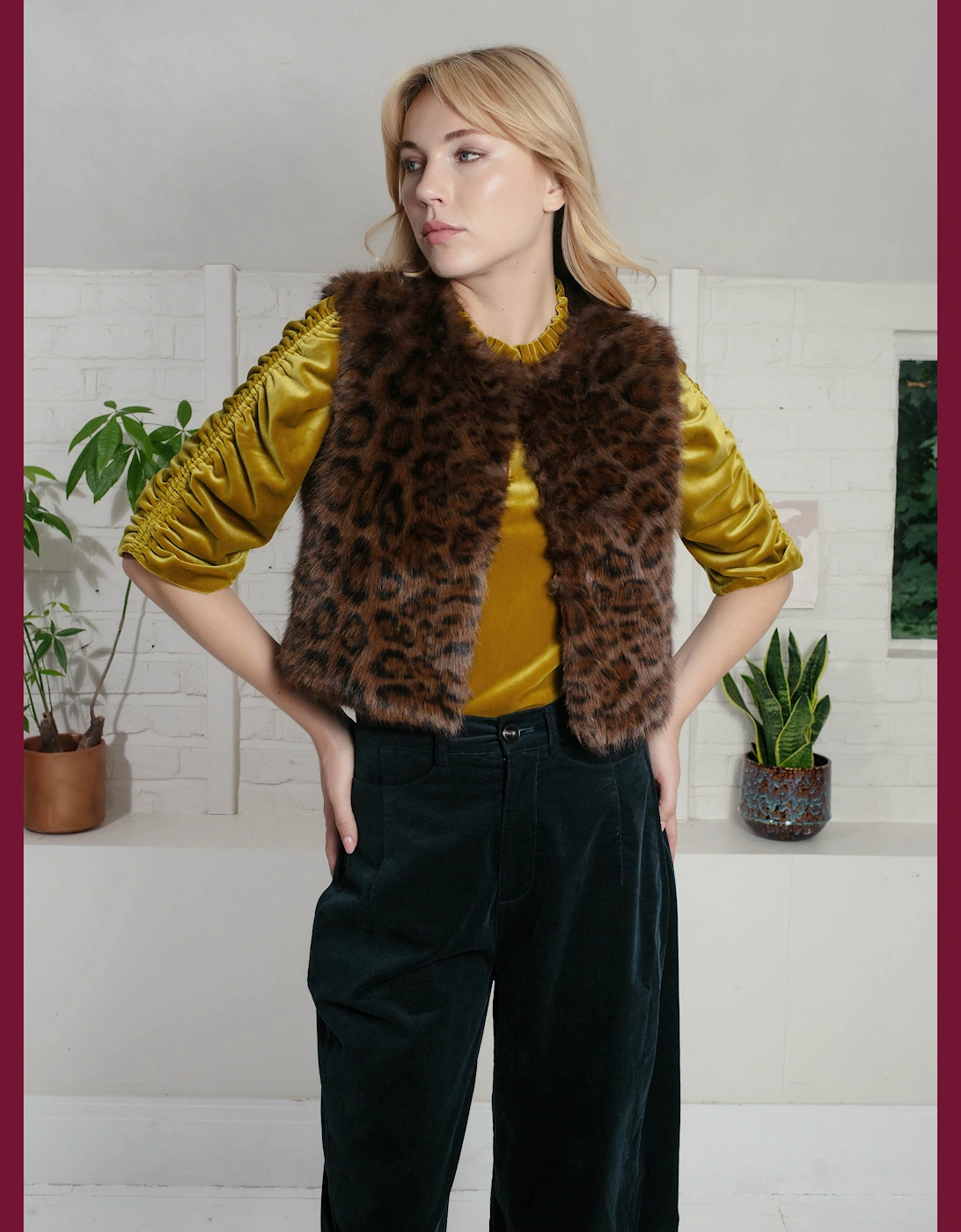 Edelweiss Faux Fur Gilet - Chocolate Leopard