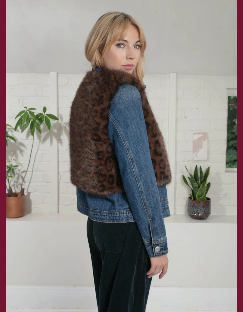 Edelweiss Faux Fur Gilet - Chocolate Leopard