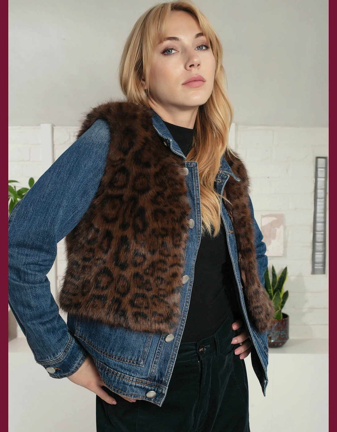 Edelweiss Faux Fur Gilet - Chocolate Leopard