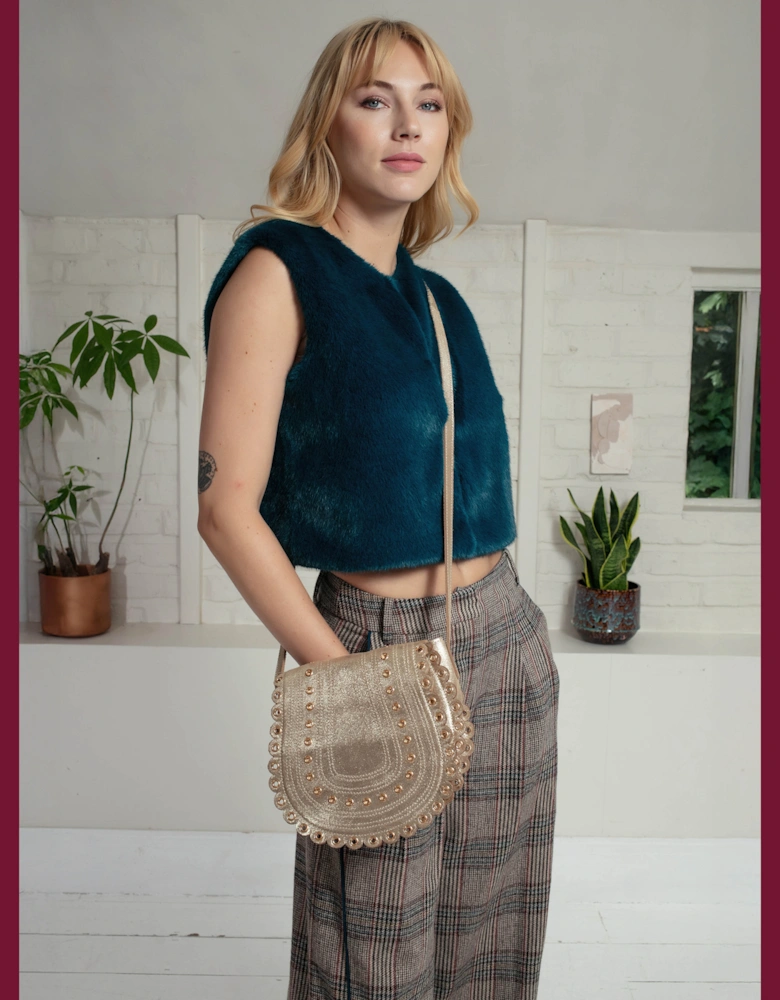 Edelweiss Faux Fur Gilet - Teal