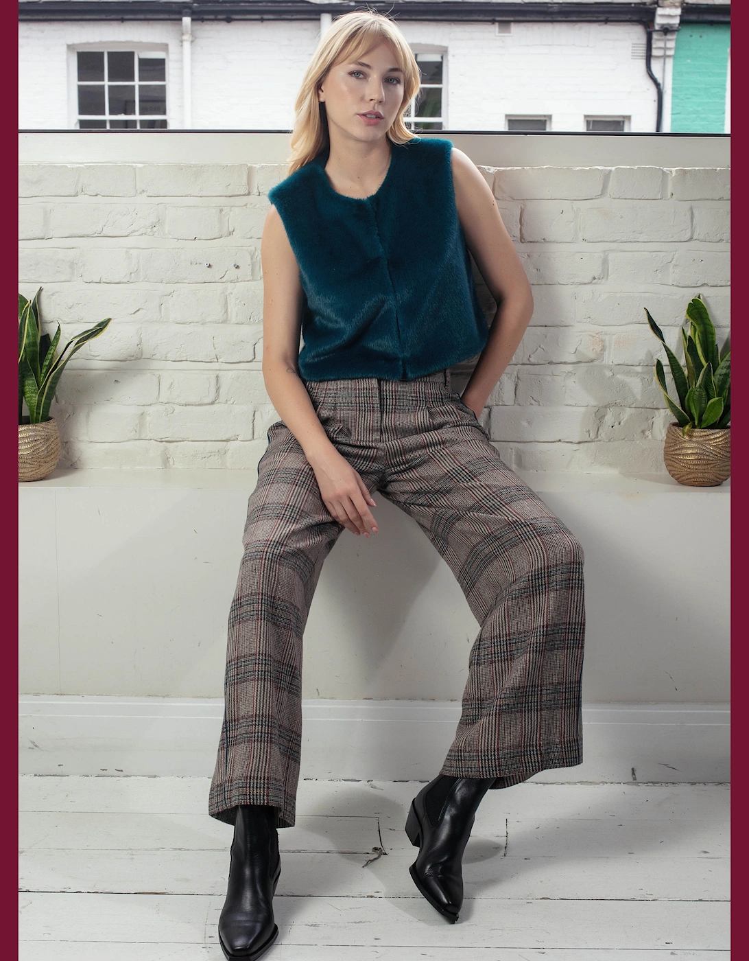 Edelweiss Faux Fur Gilet - Teal
