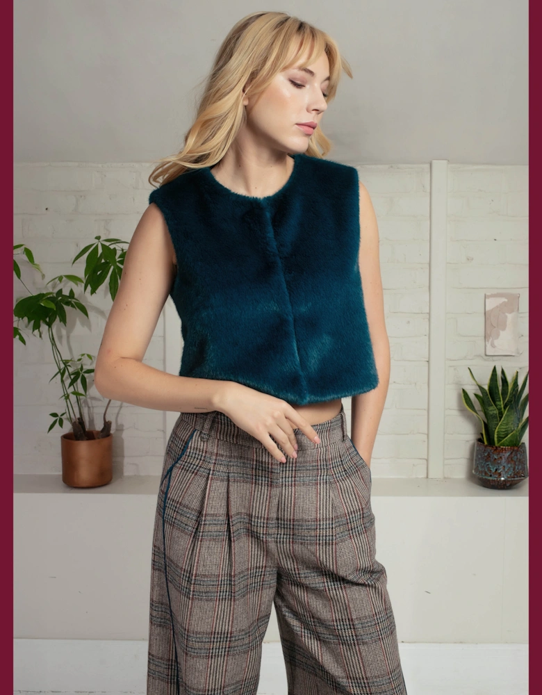 Edelweiss Faux Fur Gilet - Teal
