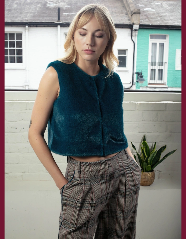 Edelweiss Faux Fur Gilet - Teal