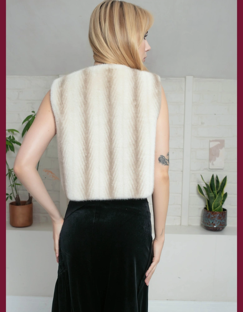 Edelweiss Faux Fur Gilet - Cream Zig Zag