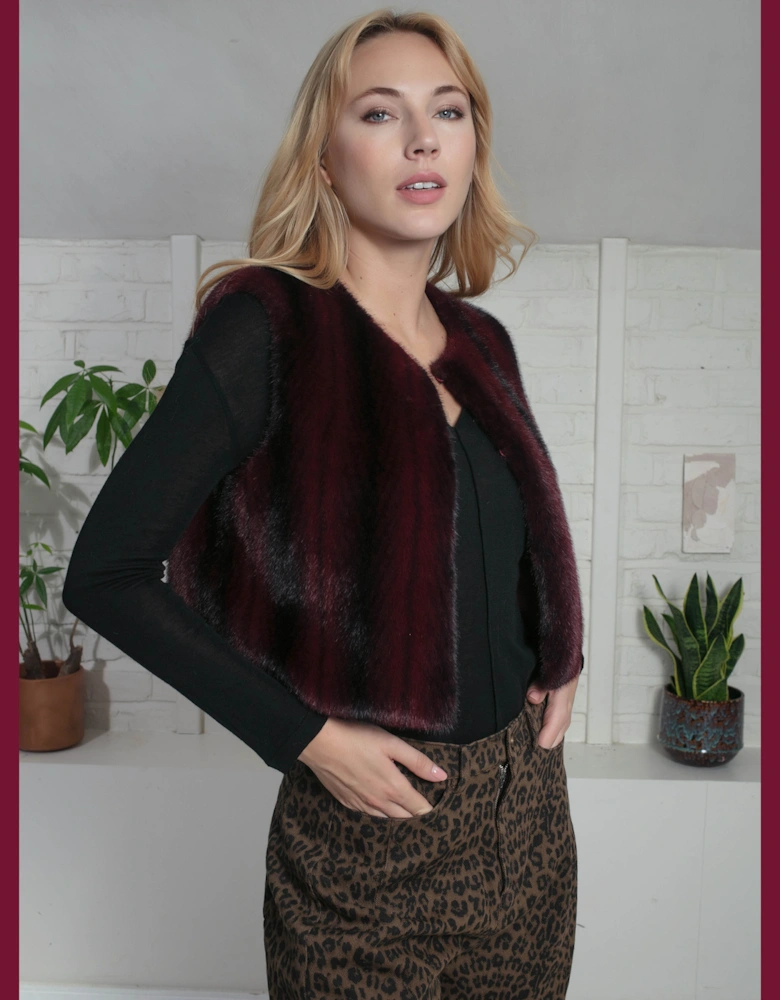 Edelweiss Faux Fur Gilet - Plum Zig Zag
