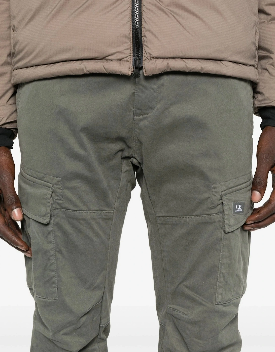 Stretch Satin Cargo Pants Grey