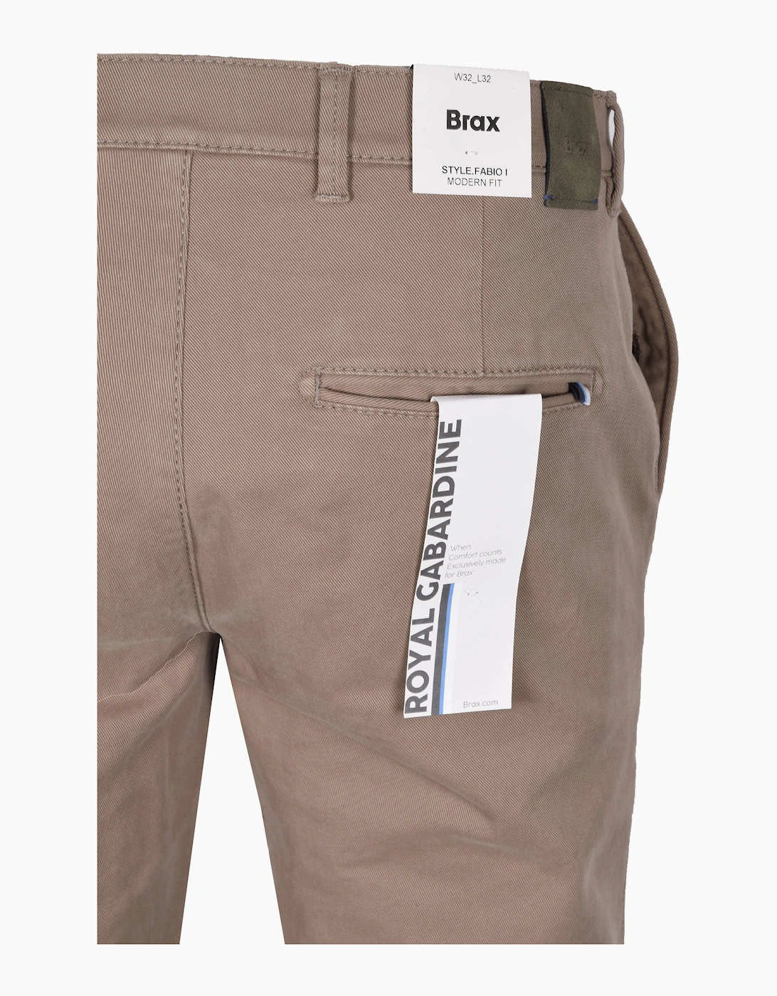 Men's Brax Fabio Cotton Trousers Stone - Cream - Size: 42