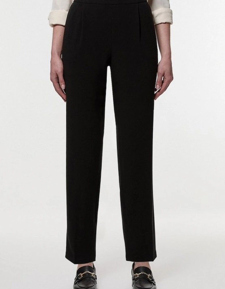 Petite Compact Stretch Essential Tailored High Waist Slim Leg Trouser