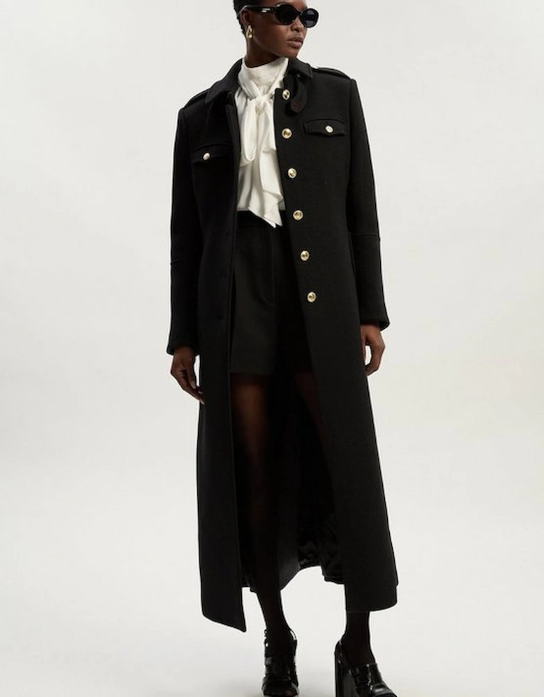 Wool Military Tailored Maxi Coat