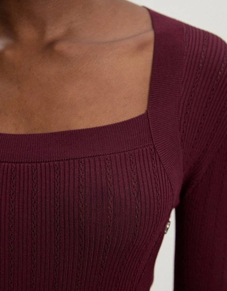 Dome Button Detail Knitted Top