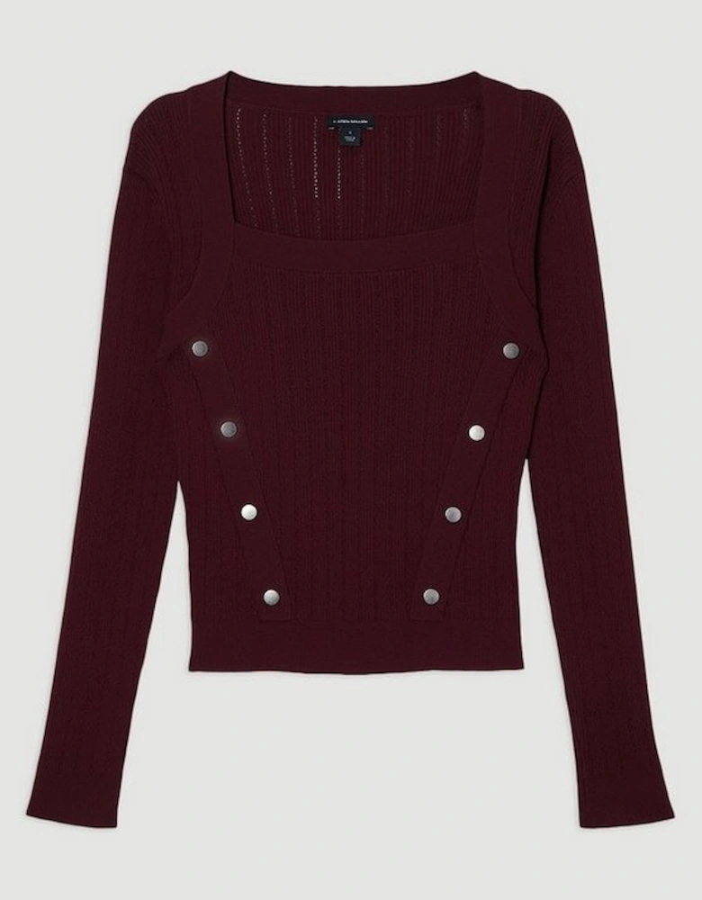 Dome Button Detail Knitted Top