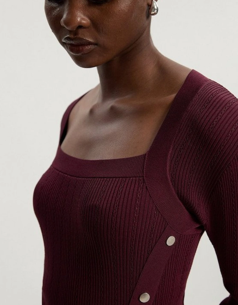 Dome Button Detail Knitted Top