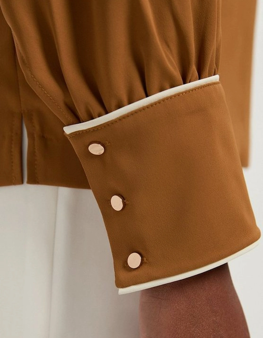 Plus Size Contrast Tipping Tie Waist Woven Trench Jacket