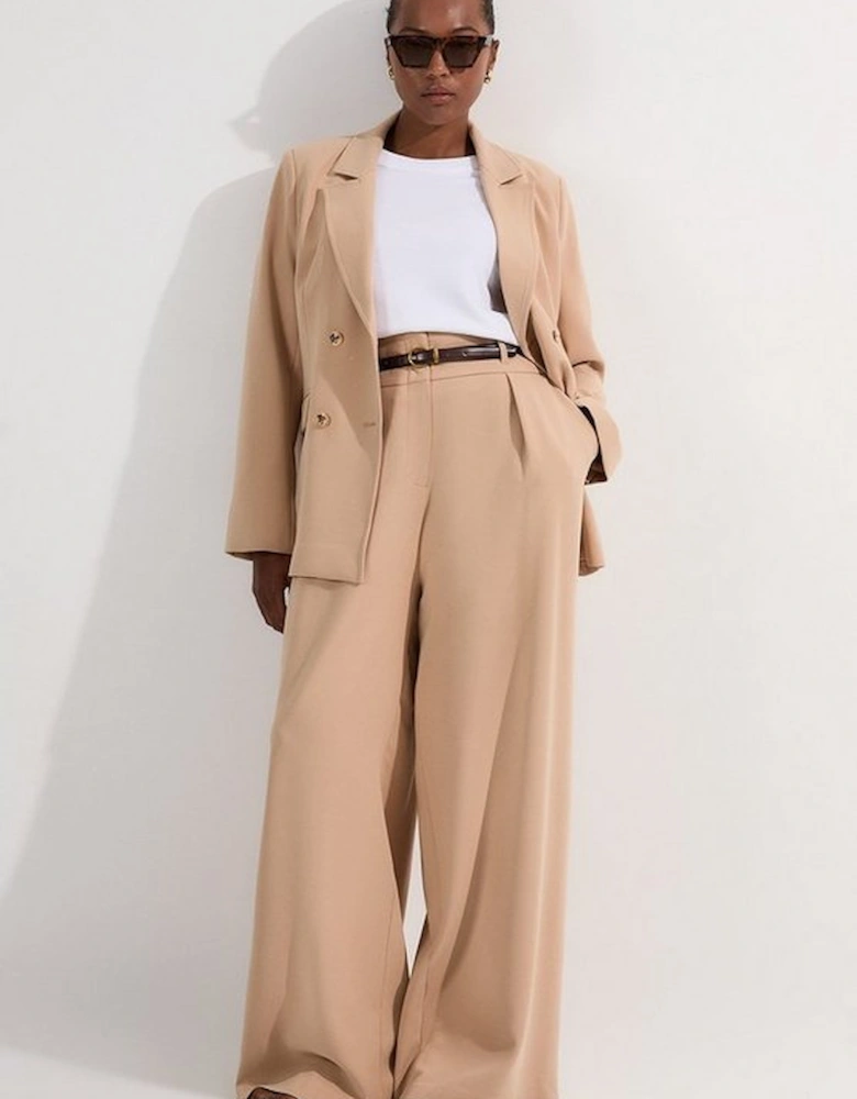 Plus Size Compact Stretch Essential Tailored High Waist Wide Leg Trouser