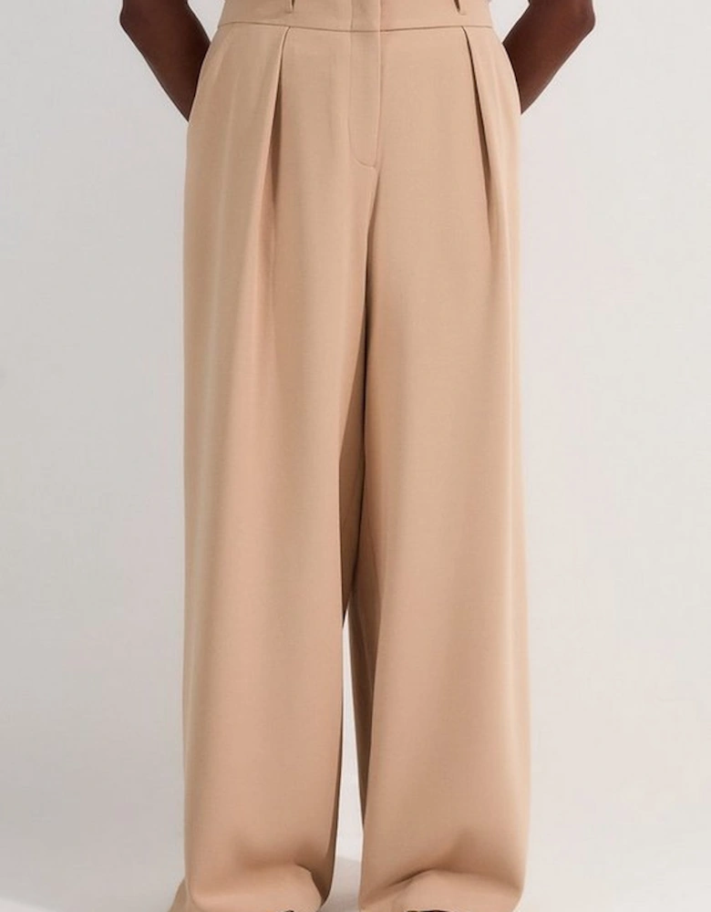 Plus Size Compact Stretch Essential Tailored High Waist Wide Leg Trouser