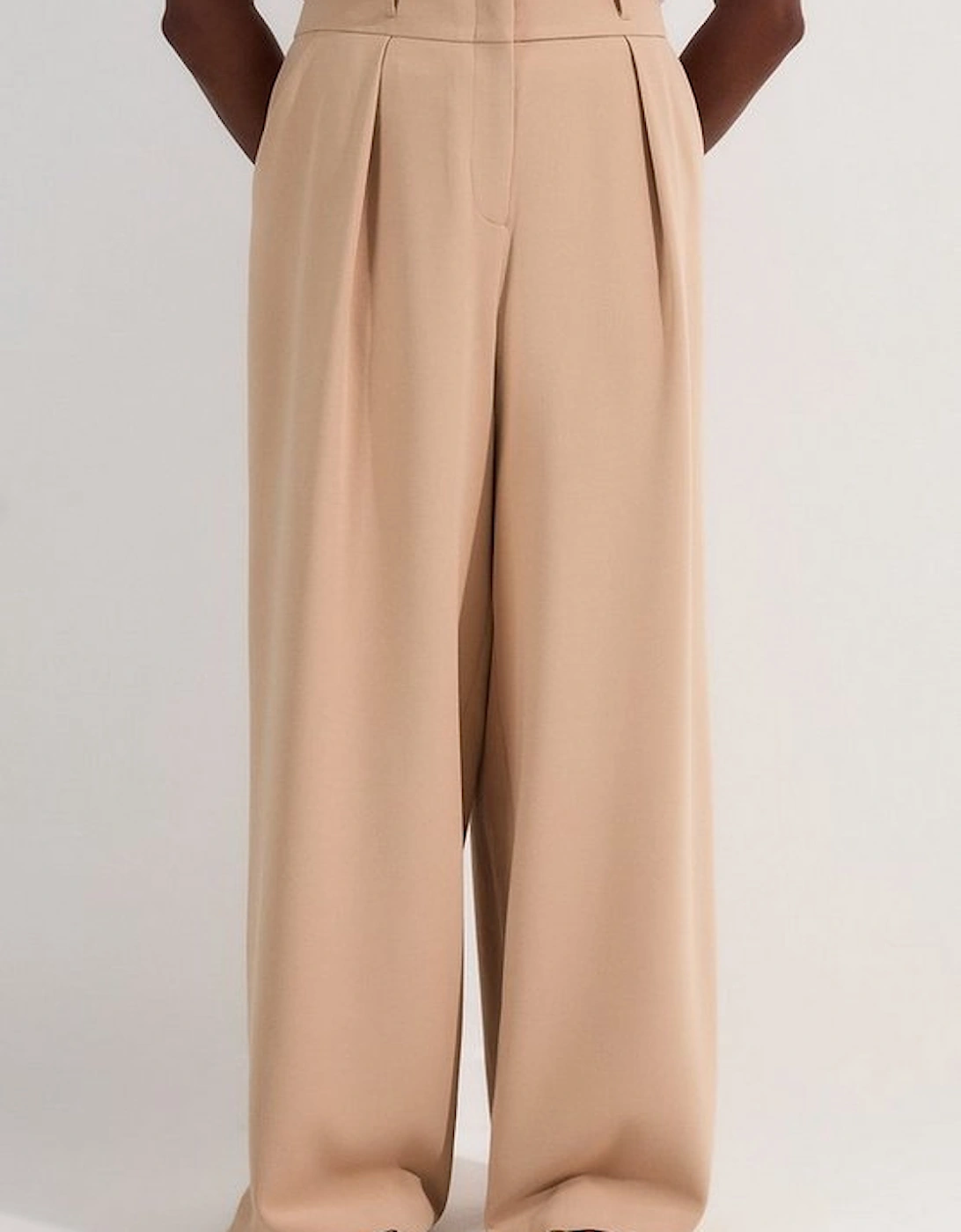 Plus Size Compact Stretch Essential Tailored High Waist Wide Leg Trouser