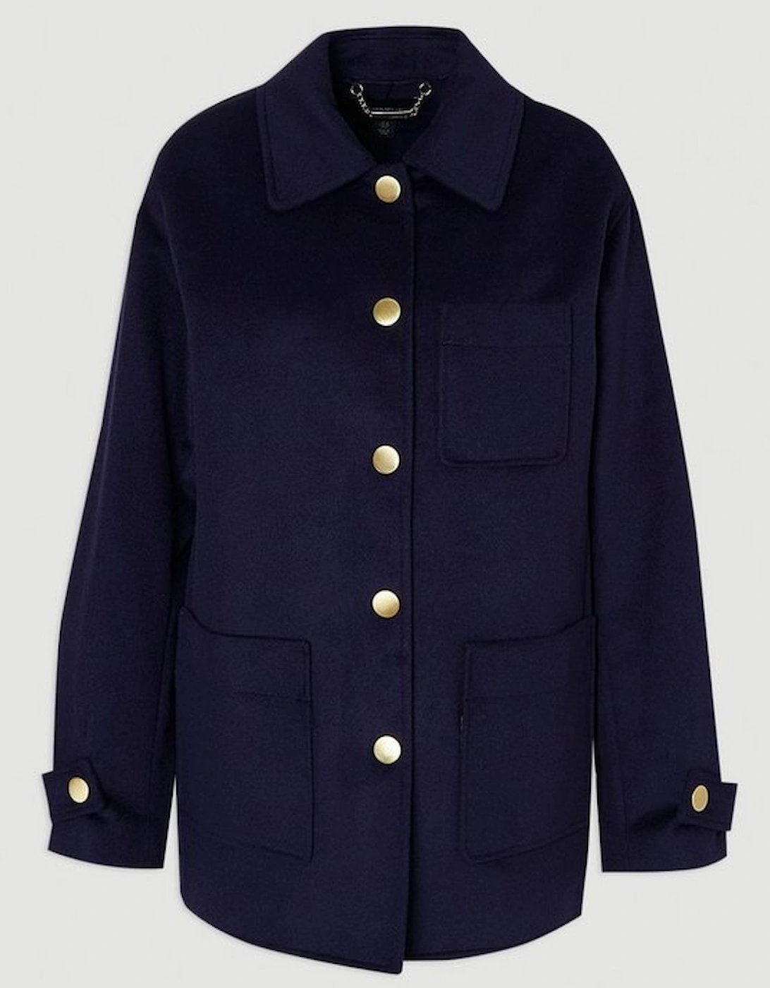 Brushed Wool Patch Pocket Tailored Medium Coat