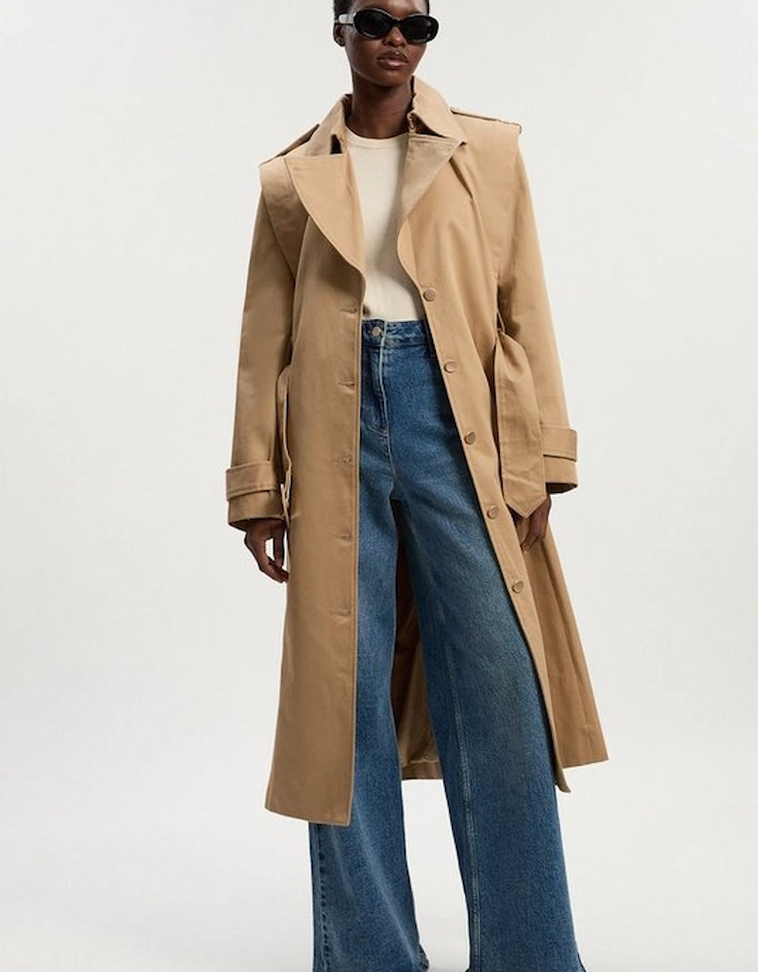 Strong Shoulder Belted Midi Trench Coat, 4 of 3