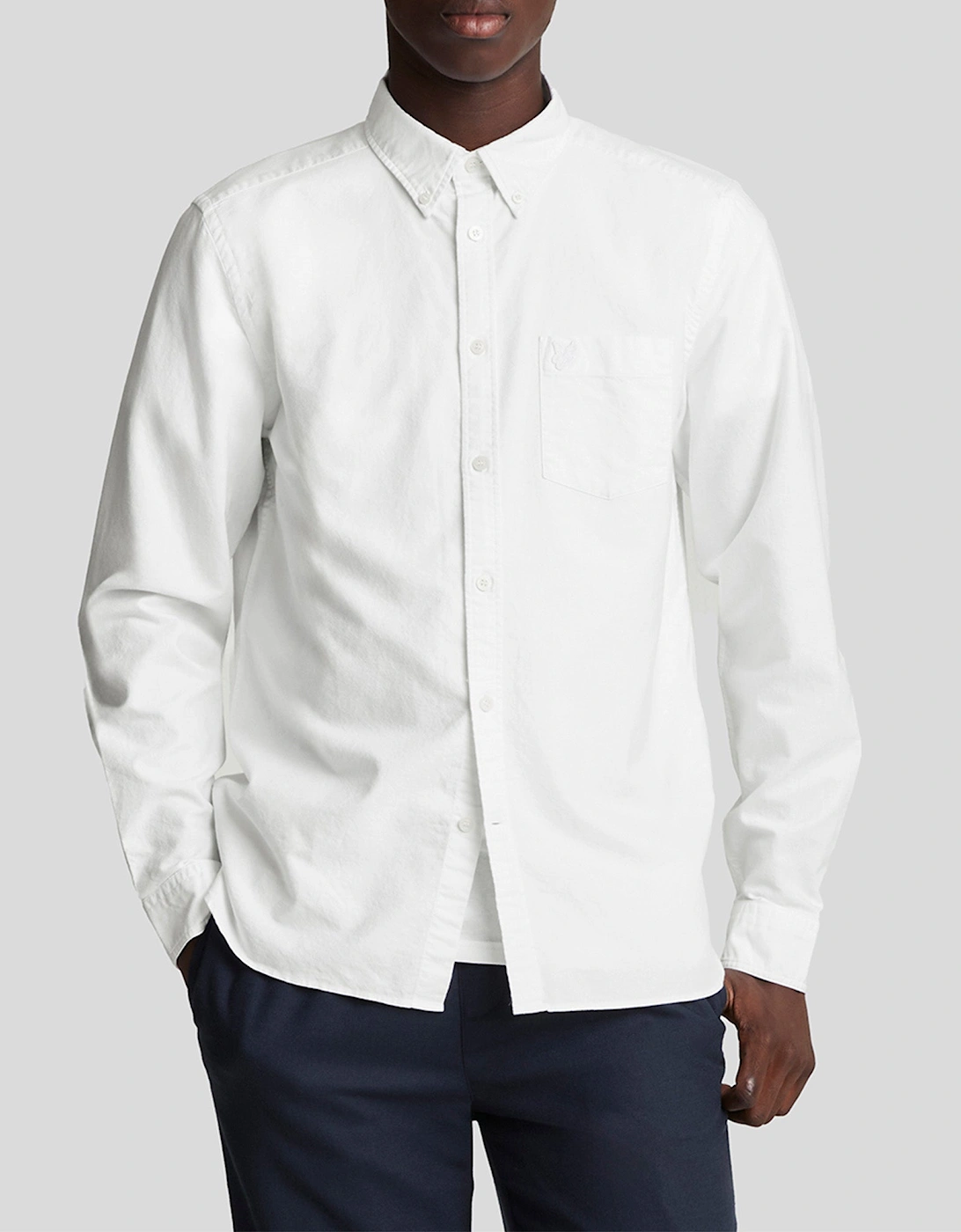 Lyle & Scott LS Woven Shirts Tonal Eagle Plain Oxford Shirt 626 White, M - Image 4