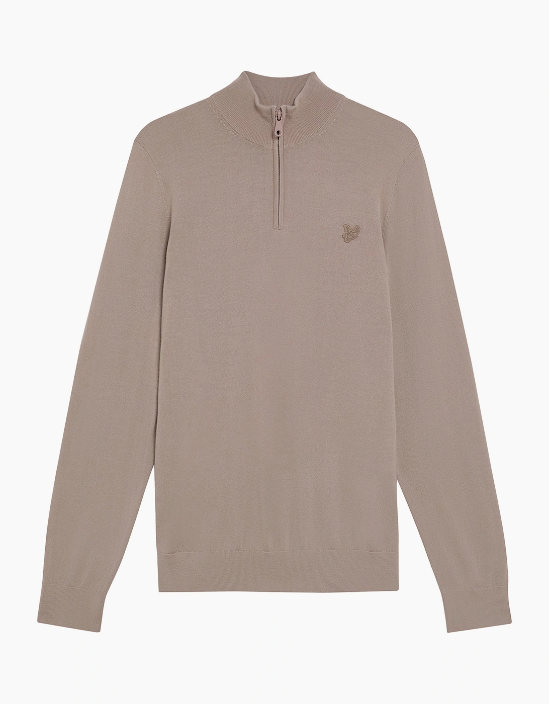 Lyle And Scott Men's Tan Lyle & Scott Tonal Merino Quarter Zip Jumper  Medium
