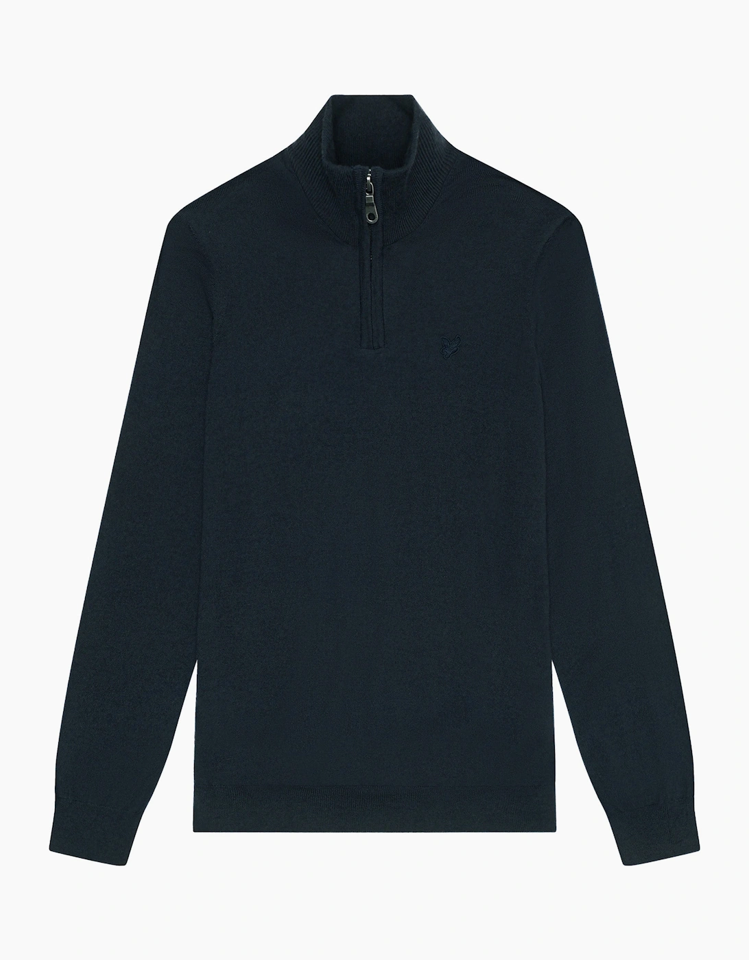 Lyle And Scott Men's Navy Lyle & Scott Tonal Merino Quarter Zip Jumper - Size X-Large