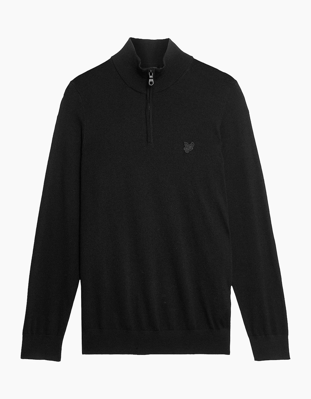 Lyle And Scott Men's Black Lyle & Scott Tonal Merino Quarter Zip Jumper  Medium