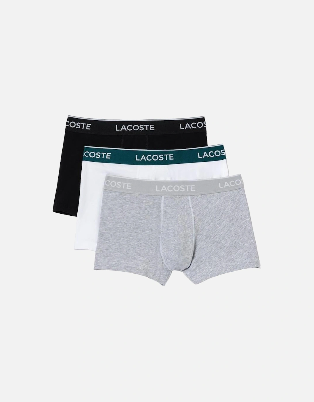 3-Pack Casual Boxer Trunks, Black/White/Grey, 2 of 1