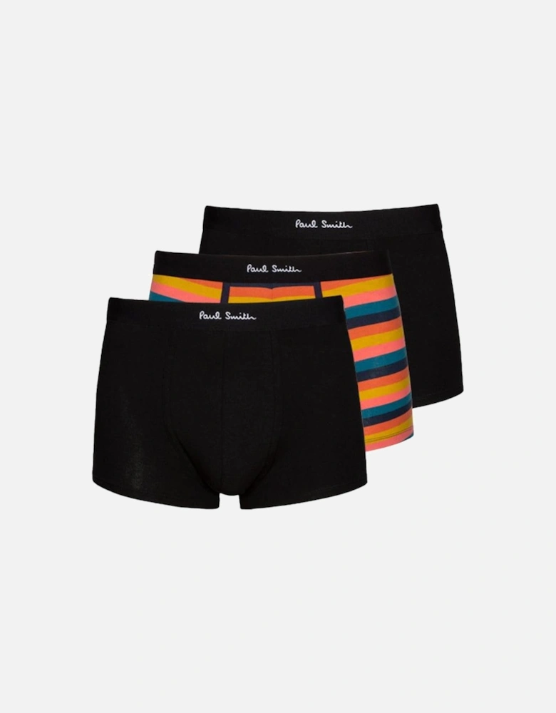 3-Pack Artist Stripe Boxer Trunks, Black/multi