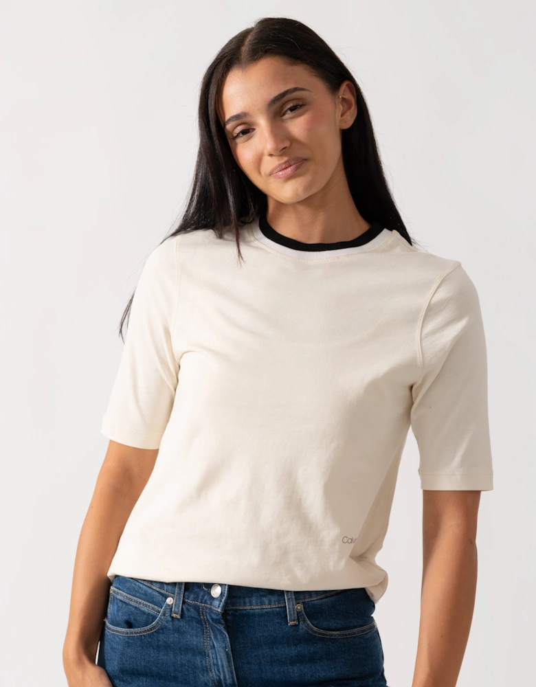 Viscose Rib Detail Womens Tee