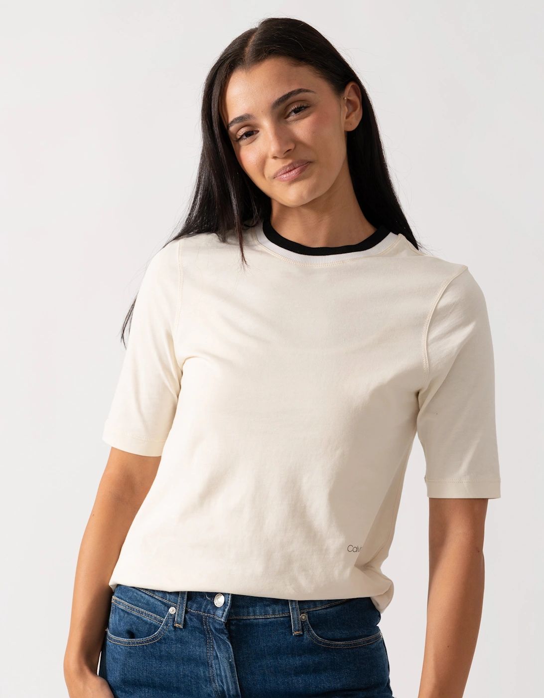 Viscose Rib Detail Womens Tee, 5 of 4