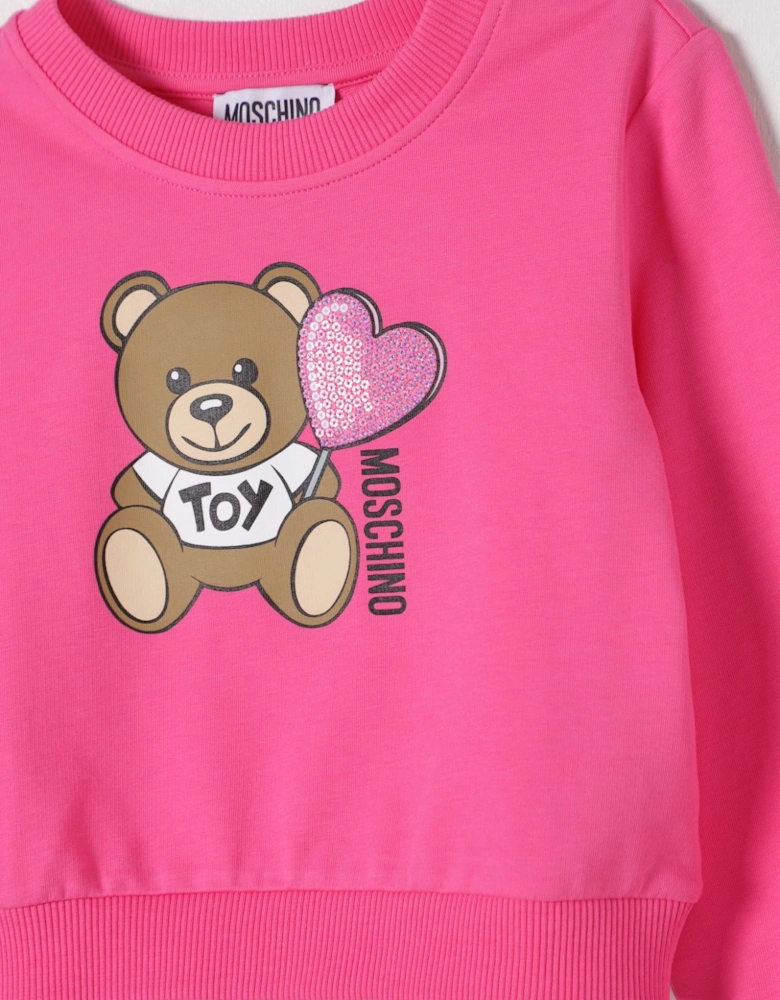Teddy Bear Pink Cropped Sweatshirt