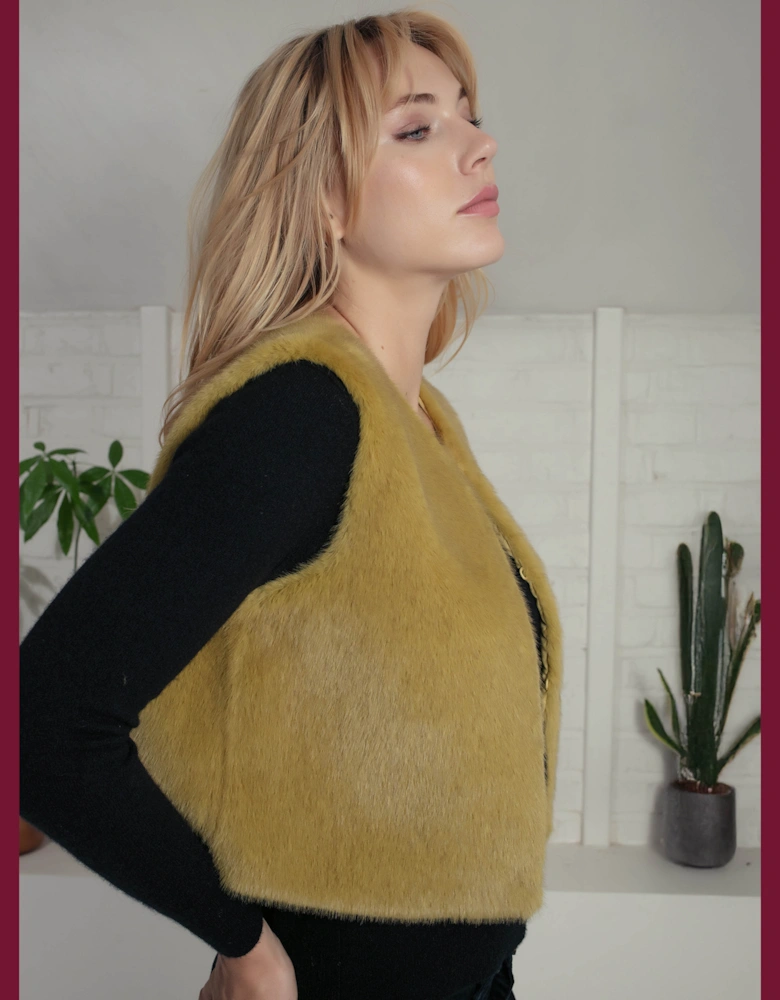 Edelweiss Faux Fur Gilet - Chartreuse