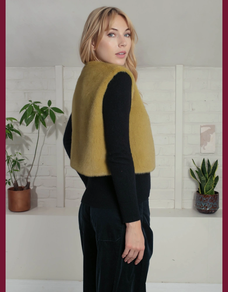 Edelweiss Faux Fur Gilet - Chartreuse