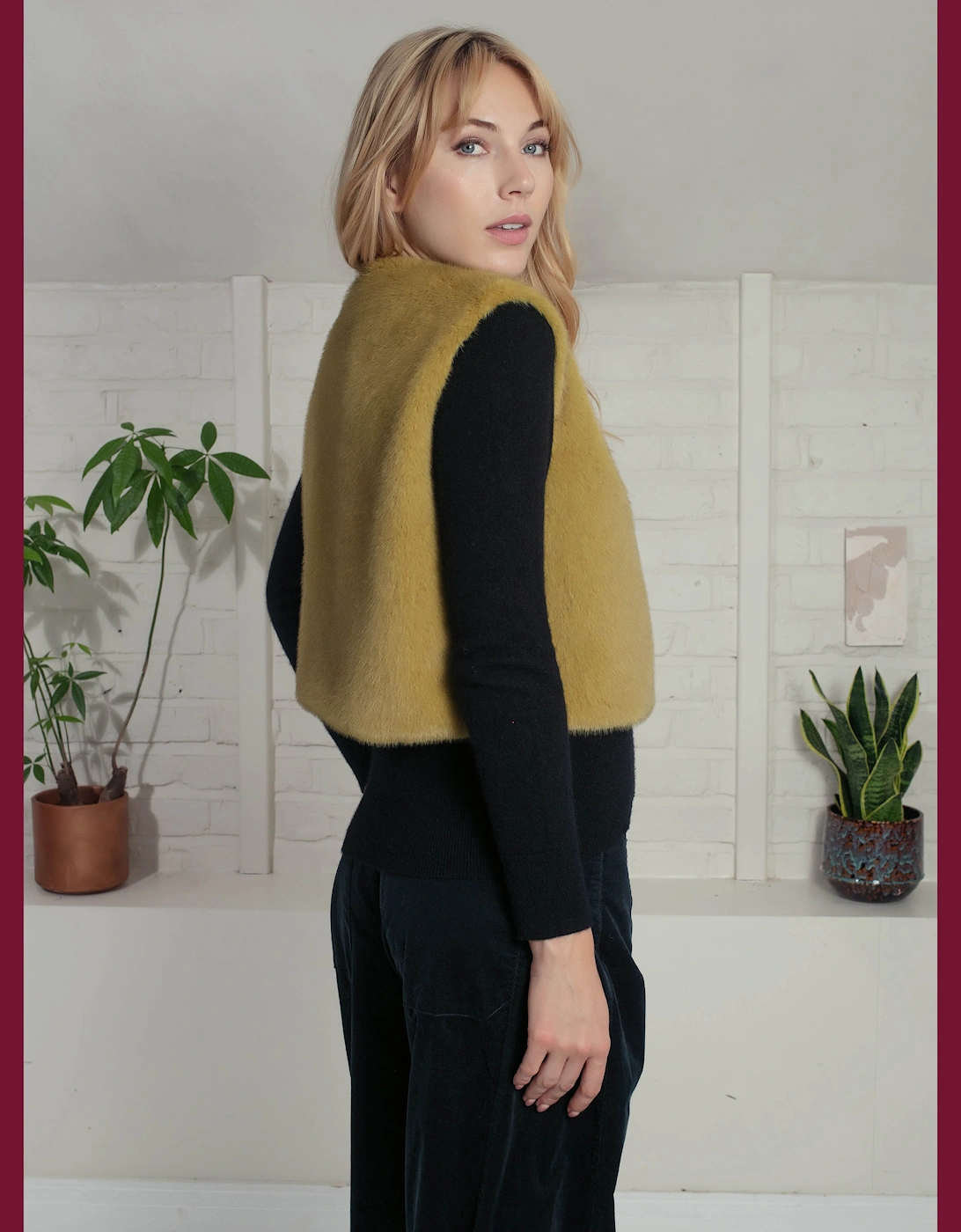 Edelweiss Faux Fur Gilet - Chartreuse