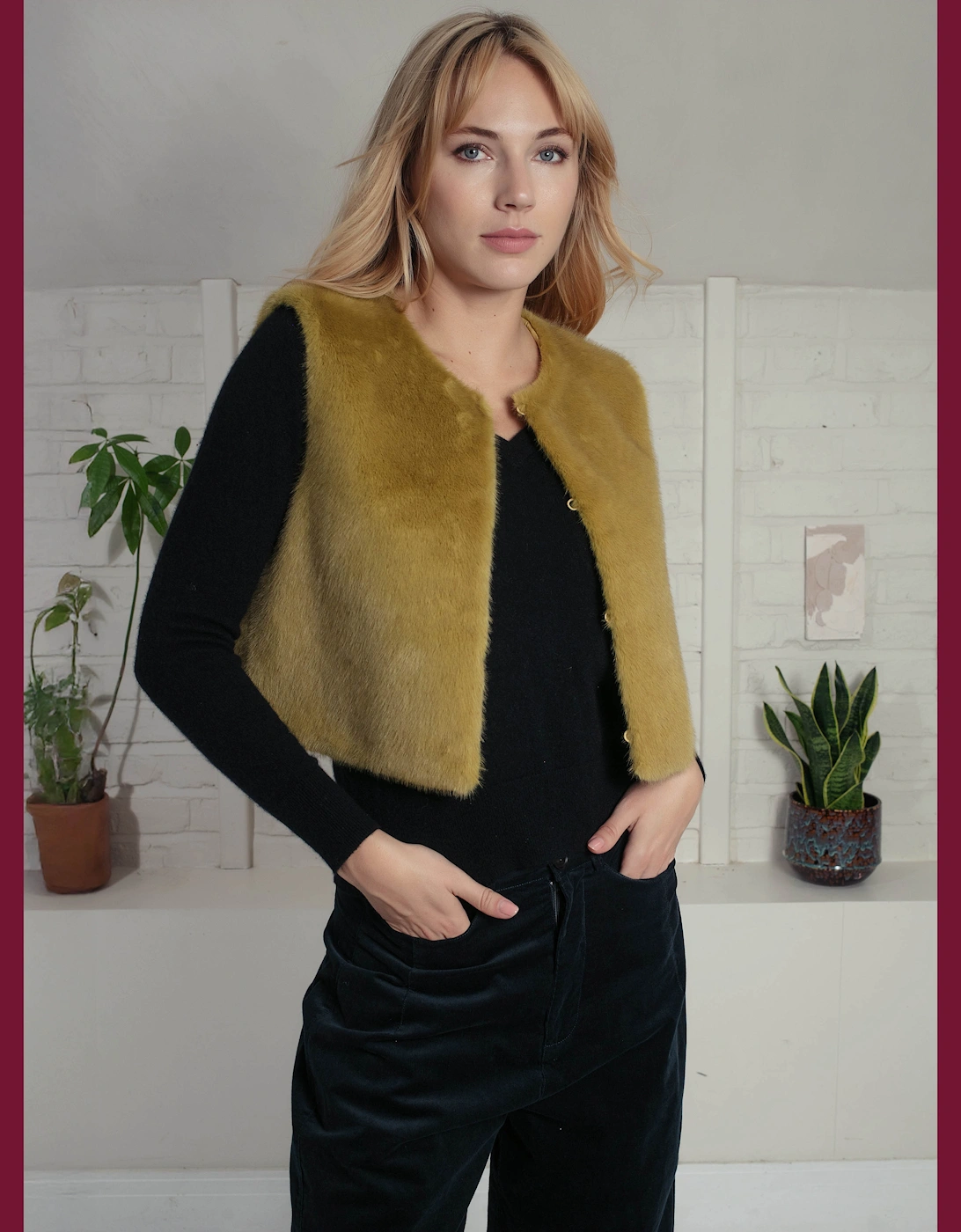 Edelweiss Faux Fur Gilet - Chartreuse, 7 of 6